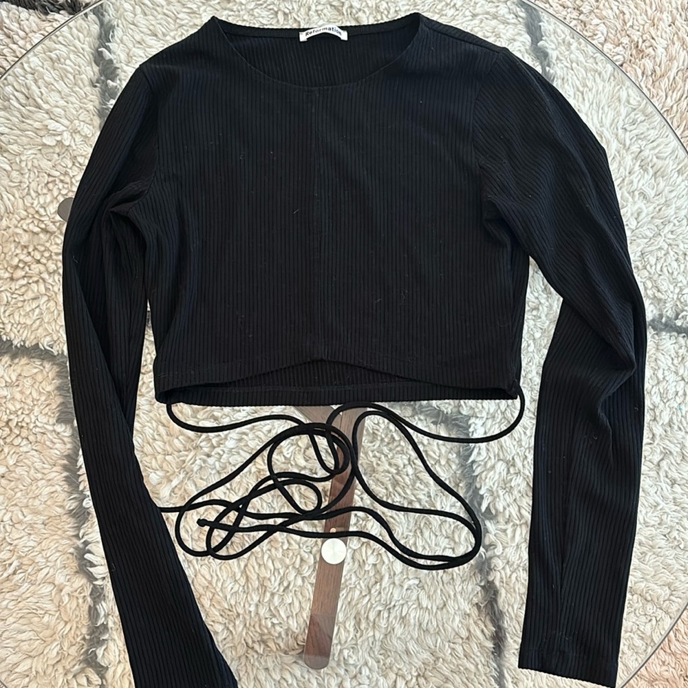 Reformation black crop top